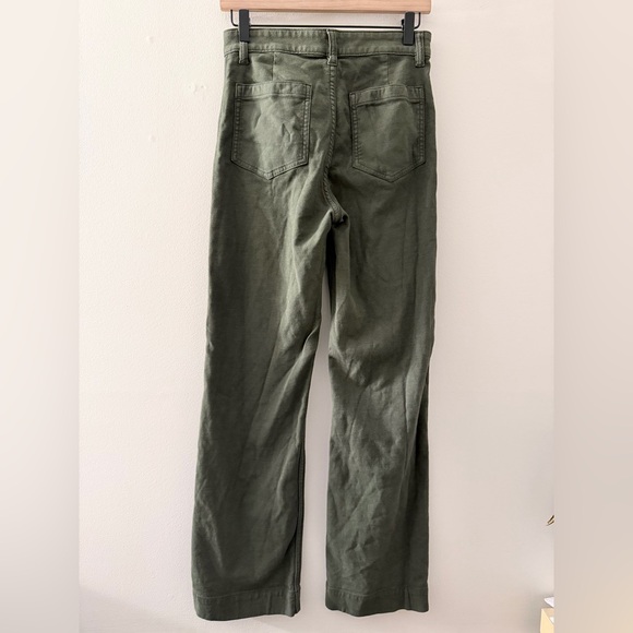 Faherty Stretch Terry Patch Pocket Pants Wide Leg Forest Green 27 - Picture 3 of 7